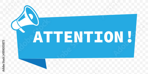 Megaphone with attention speech bubble. Loudspeaker. Banner for business, marketing and advertising. Vector illustration.