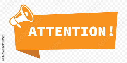 Megaphone with attention speech bubble. Loudspeaker. Banner for business, marketing and advertising. Vector illustration.