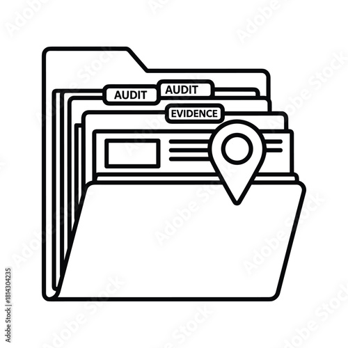Audit file with evidence isolated on concept of business and financial audit process
