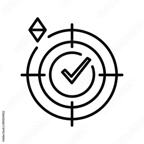 Target with checkmark isolated on goal achieved with accuracy and precision