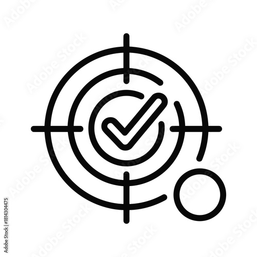 Target achieved icon isolated on, representing success and accomplishment in business strategy
