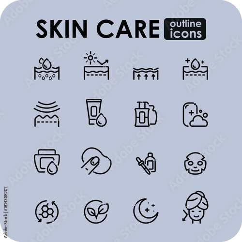 Beauty and Skin Health Line Icons Collection.