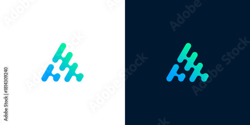 Abstract mountain logo in blue, gradient design for a modern brand identity, clean style