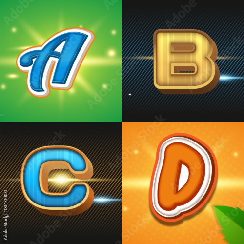 A bundle of 4 text effects with 3D style