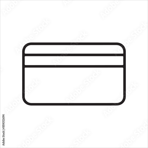 Simple black and white line icon representing a credit card or bank card with a magnetic stripe