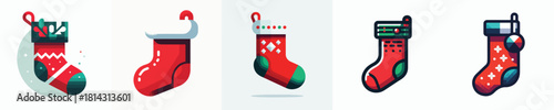 Cute Christmas Stocking Vector Illustration