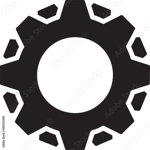 Modern Cogwheel, Settings Icon. Black and Bold Gear, Engineering, Industrial and Technology Symbol.