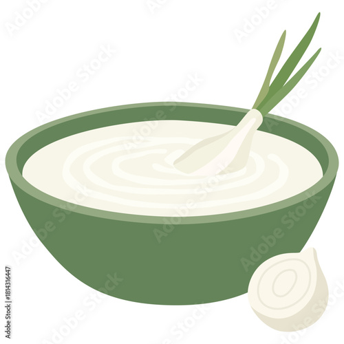 Sup Daun Bawang Spring Onion Soup Illustration
