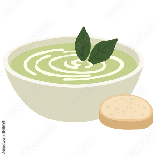 Sup Sayur Hijau Green Vegetable Soup Illustration
