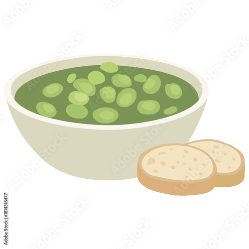 Sup Edamame Edamame Soup Illustration
