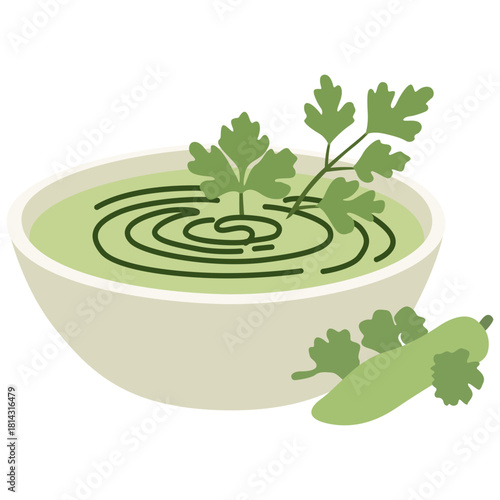 Sup Parsley Cream Parsley Cream Soup Illustration
