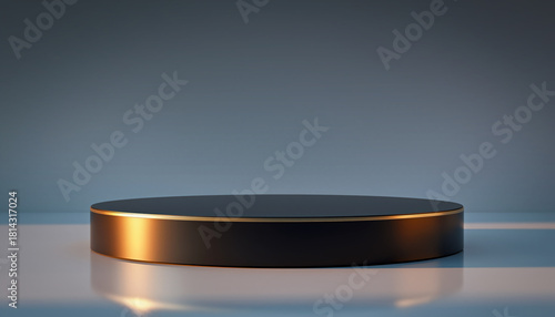 socle rond noir et doré élégant pour présentation de produits premium