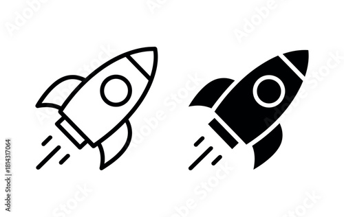 Rocket Icon. Space Launch and Exploration Vector Graphic
