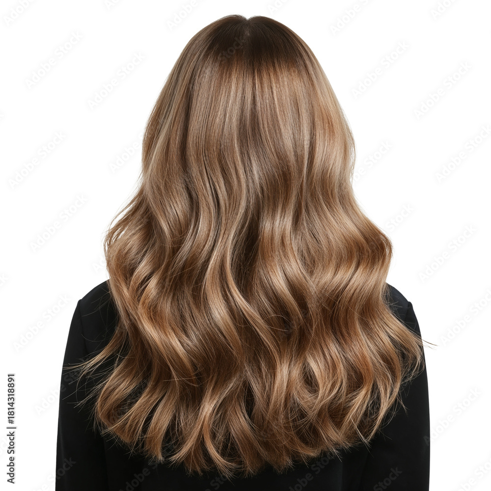 Naklejka premium Luxurious dimensional brunette hair featuring carefully crafted highlights on seamless background