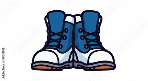 a pair of winter shoes blue white isolated flat vector