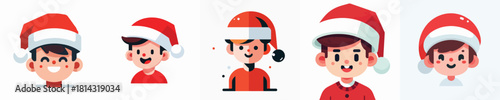 A Cute Boy Christmas Hat Vector Illustration