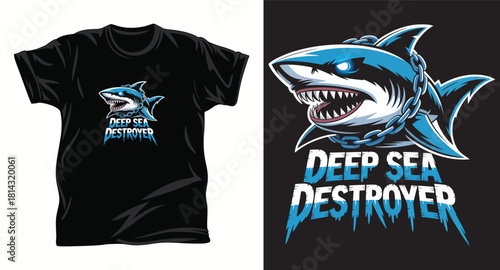 shark graphic vector t shirt design print.