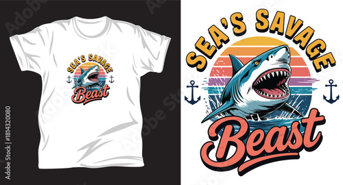shark graphic vector t shirt design print.