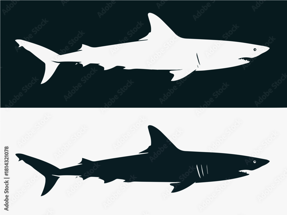 Obraz premium Shark Silhouette Dual Contrast Set