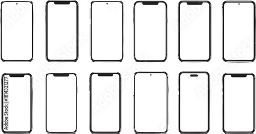 Modern Smartphone and Tablet Screen Frame Mockup Set. Isolated Vector Template Collection.