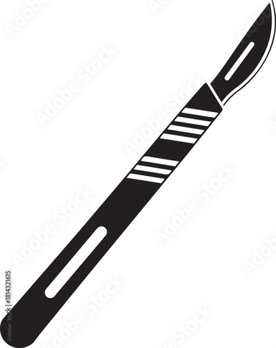 Black and white icon of a surgical scalpel