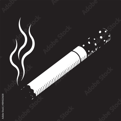 Smoking cigarette icon with smoke in