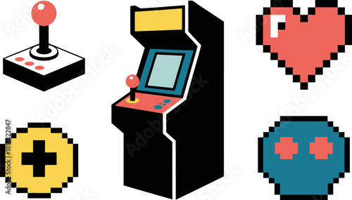 Retro Arcade Game Machine Cabinet Vector Illustration