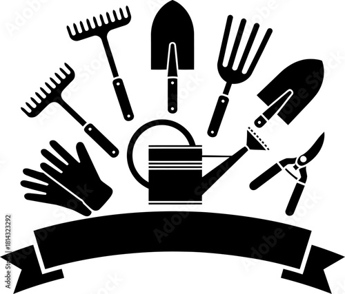 Gardening and Farming Tools Equipment Vector Illustration