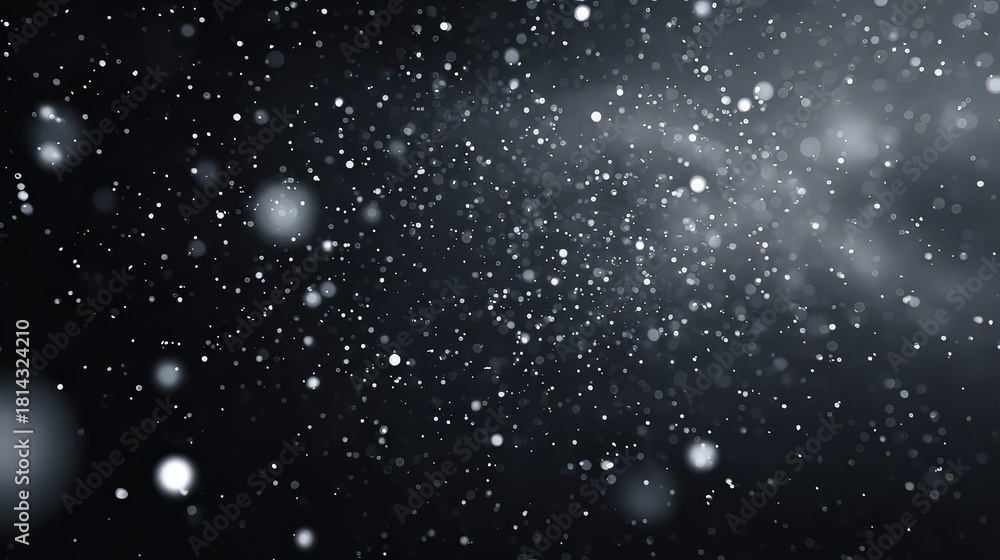 Fototapeta premium Abstract Glittering Silver Particle Background with Bokeh Effect Shining Light on Dark Backdrop Creates a Festive Atmosphere Perfect for Celebratory Events