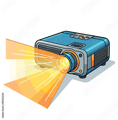 Vector illustration of a home video projector with a light beam