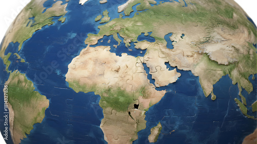 Global Problem Concept Earth Globe With Missing Puzzle Piece