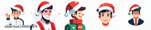 A Man Christmas Hat Vector Illustration