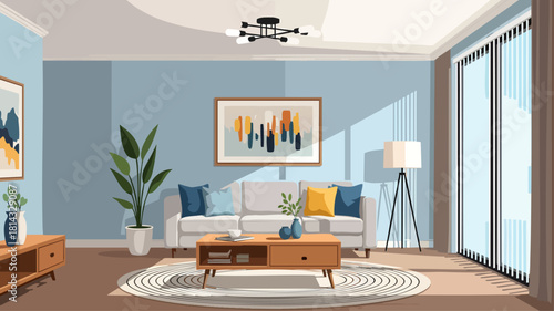 Cozy Living Room Interior with Contemporary Art and Natural Light