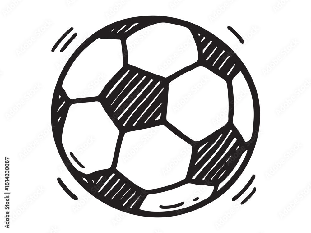 Obraz premium Soccer ball icon, simple black doodle style 