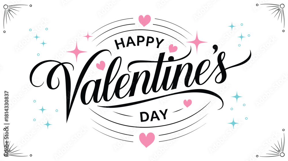 Fototapeta premium Valentines day background with heart, typography of happy valentines day text, greeting card, banner or poster, vector illustration