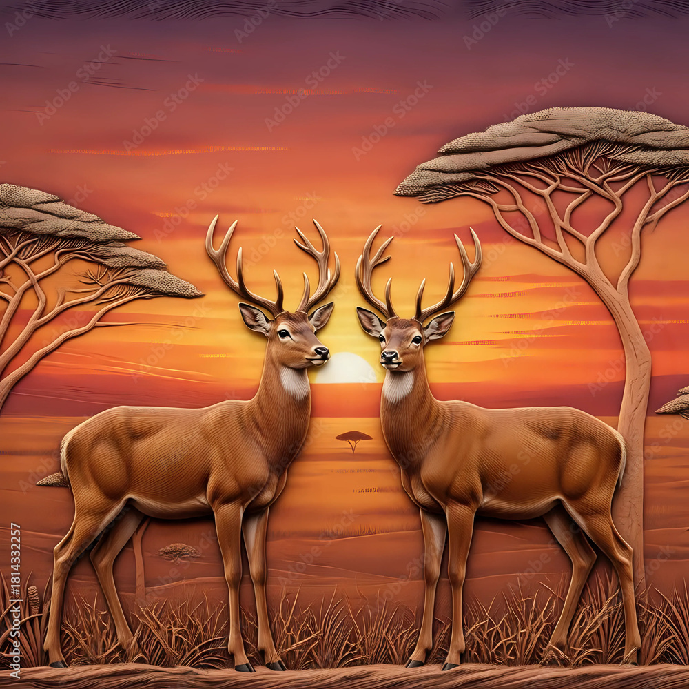 Naklejka premium Antelope in sunset I Wall Decor