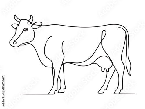 Cow animal continuous one line drawing minimalism design Editable stroke 
