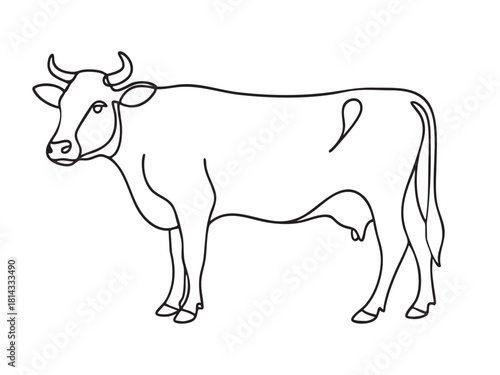 Cow animal continuous one line drawing minimalism design Editable stroke 

