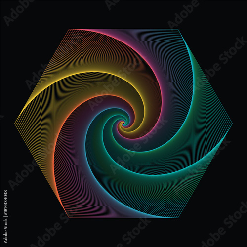 Colorful abstract spiral wave art illustration design with bright curve lines motion pattern