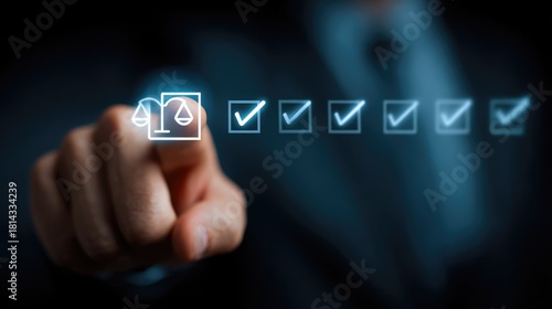 Wallpaper Mural Businessman Pressing Digital Scale Icon for Compliance and Quality Control Torontodigital.ca