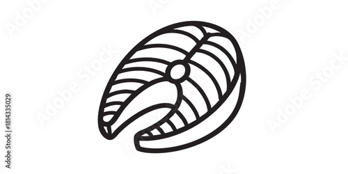 Fish fillet line icon, japanese food concept. Vector graphics. Slice of fish meat, seafood sign on white background, style icon mobile or web design.
