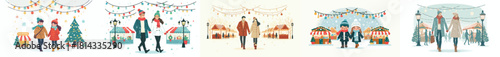 couple walking at the Christmas Eve night market