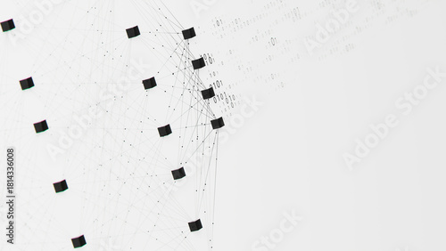 Closeup of Neural network model, LLM structure background. AI big data processing technological concept. Machine learning abstract backdrop. Digital quantum computing.