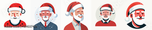 A Elderly Man Christmas Hat Vector Illustration