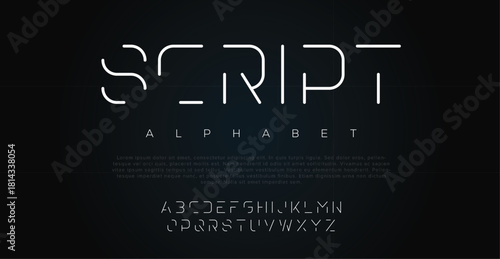 Minimal modern luxury logo alphabet font. Typography abstract sans serif technology, electronic, movie, future, creative brand logos fonts. vector illustration