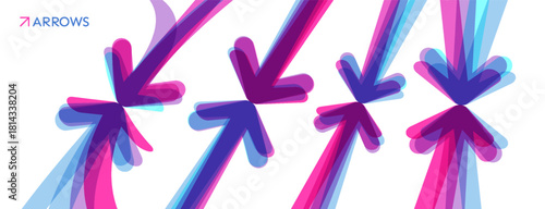 Arrow. Clash of business ideas. Concept of teams competing to achieve a goal. Dynamics. Vector for a brochure, poster, cover, postcard, presentation, flyer, or banner.