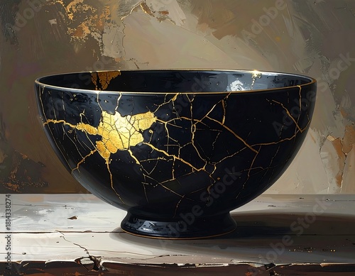 Elegant kintsugi bowl showcases the beauty of embracing imperfection through art