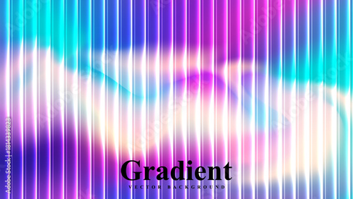 Colorful luminous holographic ribbed pattern vector  background design. Modern abstract chromatic gradient light wave background for branding, web banners and advertisement.