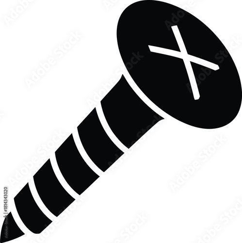 Construction hardware industrial screw black silhouette vector icon