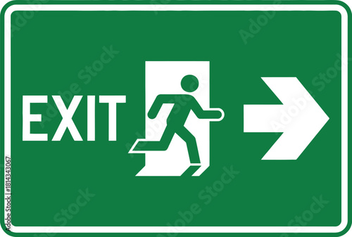 Green emergency exit running man safety sign vector